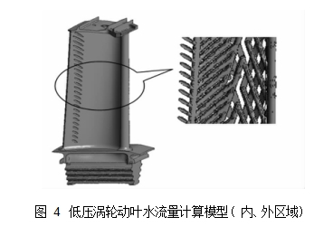 圖 4	低壓渦輪動葉水流量計算模型( 內、外區(qū)域)